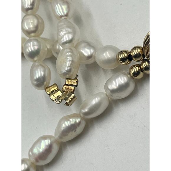 14k Yellow Gold Two Strand Potato Freshwater Pearl Gold Beaded
Necklace - Picture 8 of 9
